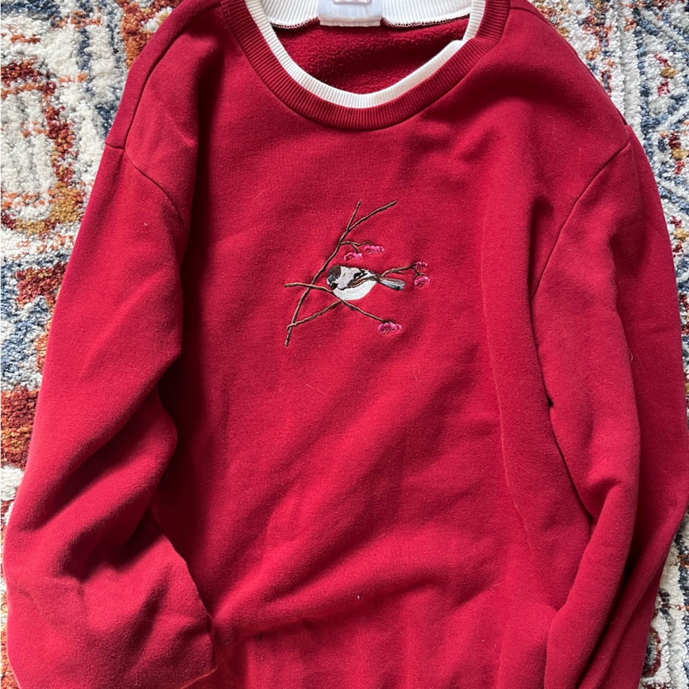 blair red bird sweater